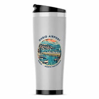 Thumbnail for Ohrid St. Paul the Apostle Airport (OHD) Travel Mugs - Badge - Stainless Steel (No Holder) - Light Gray