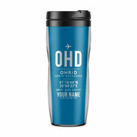Thumbnail for Ohrid St. Paul the Apostle Airport (OHD) Travel Mugs - ID Tag + Name - Plastic (No Holder) - Light Blue