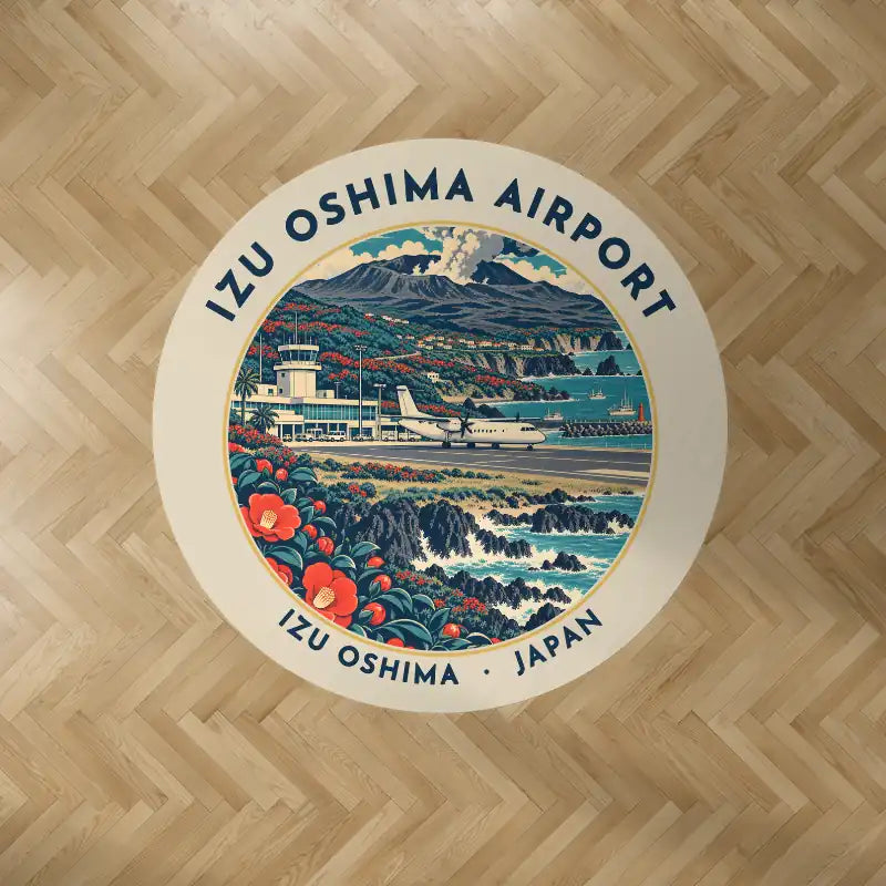 Oshima Airport (OIM) Carpets - Carpet Round - Badge - Beige