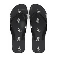Thumbnail for Oshima Airport (OIM) Slippers & Flip Flops - Slippers - Flip Flops - Pattern - Black