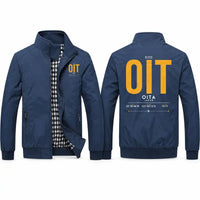 Thumbnail for Oita Airport (OIT) Stylish Jackets - Stand Collar - Tag - Navy Blue