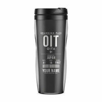 Thumbnail for Oita Airport (OIT) Travel Mugs - Boarding Pass + Name - Plastic (No Holder) - Gray