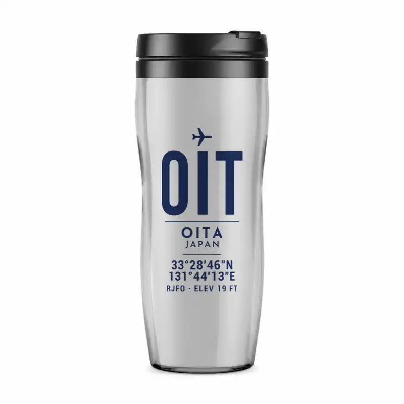 Oita Airport (OIT) Travel Mugs - ID Tag - Plastic (No Holder) - Light Gray