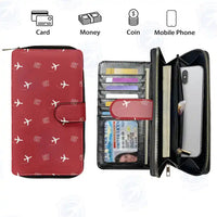 Thumbnail for Oita Airport (OIT) Leather Wallets - Zip Long Wallet - Pattern - Red
