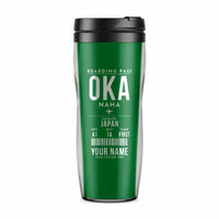 Thumbnail for Naha Airport (OKA) Travel Mugs - Boarding Pass + Name - Plastic (No Holder) - Green
