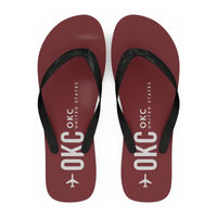 Thumbnail for Will Rogers International Airport (OKC) Slippers & Flip Flops - Slippers - Flip Flops - Code - Dark Red