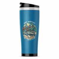 Thumbnail for Will Rogers International Airport (OKC) Travel Mugs - Badge - Stainless Steel (No Holder) - Light Blue