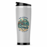 Thumbnail for Will Rogers International Airport (OKC) Travel Mugs - Badge - Stainless Steel (No Holder) - Light Gray