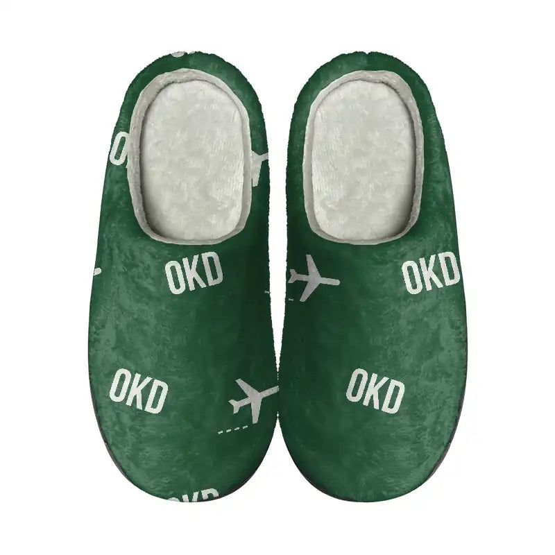 Okadama Airport (OKD) Slippers & Flip Flops - Slippers - Cotton - Pattern - Green