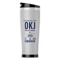 Thumbnail for Okayama Momotaro Airport (OKJ) Travel Mugs - Boarding Pass - Stainless Steel (No Holder) - Light Gray