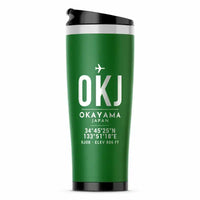 Thumbnail for Okayama Momotaro Airport (OKJ) Travel Mugs - ID Tag - Stainless Steel (No Holder) - Green