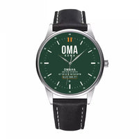 Thumbnail for Omaha Eppley Airfield (OMA) Aviator Watches - Classic - Dark Green - Leather Strap - Black Leather Strap