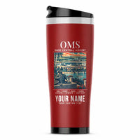 Thumbnail for Omsk Central Airport (OMS) Travel Mugs - Poster + Name - Stainless Steel (No Holder) - Red