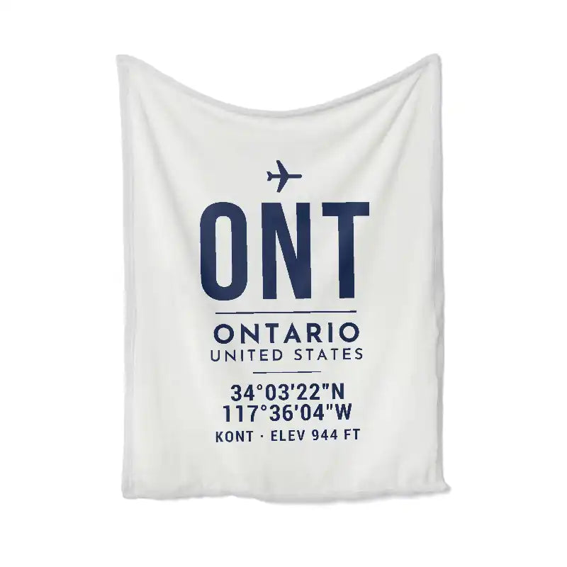 Ontario International Airport (ONT) Bedding Sets & Blankets - Blanket - ID Tag - White