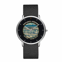 Thumbnail for Ontario International Airport (ONT) Aviator Watches - Badge - Slim Mesh - Silver & Black Stainless Steel Strap