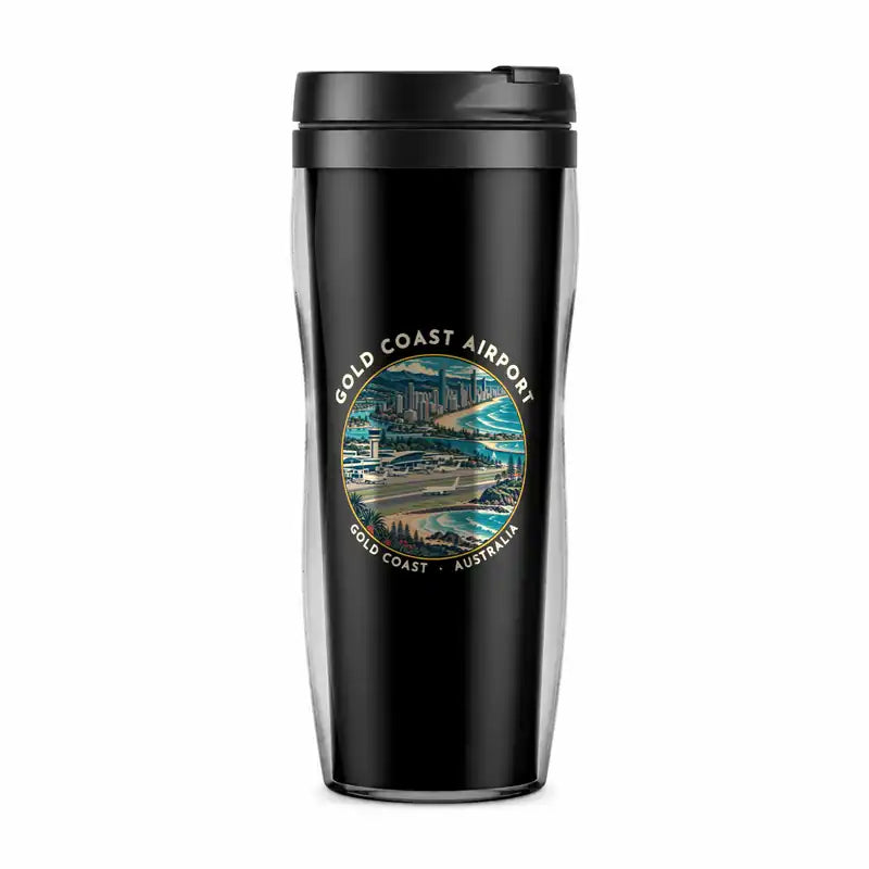 Gold Coast Airport (OOL) Travel Mugs - Badge - Plastic (No Holder) - Black