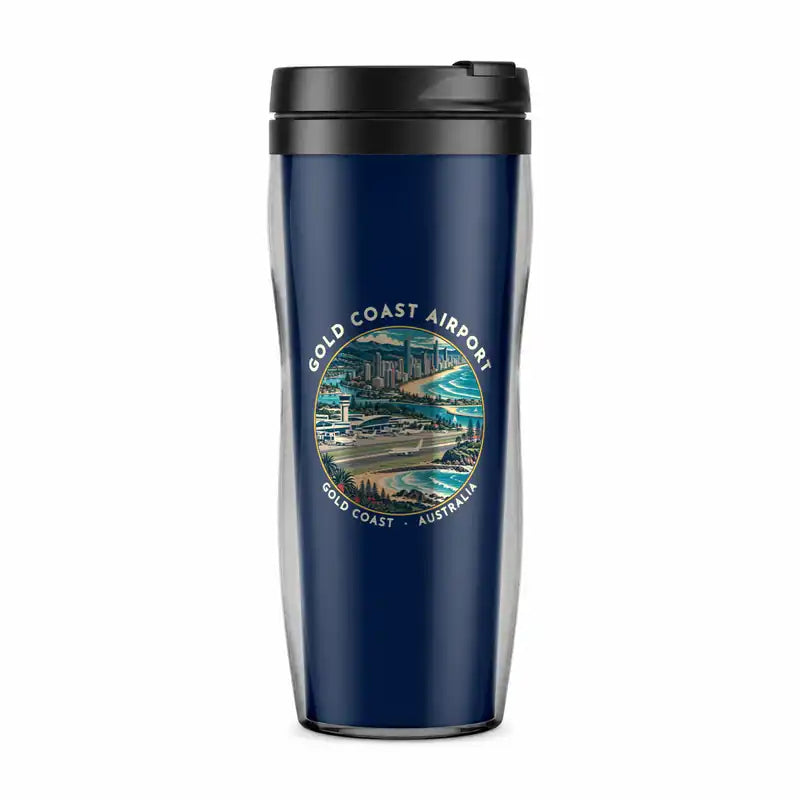 Gold Coast Airport (OOL) Travel Mugs - Badge - Plastic (No Holder) - Dark Blue
