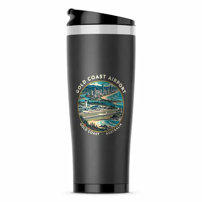 Gold Coast Airport (OOL) Travel Mugs - Badge - Stainless Steel (No Holder) - Gray