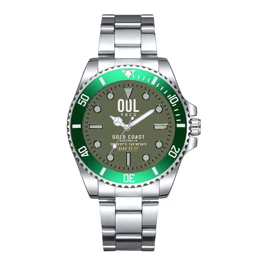 Gold Coast Airport (OOL) Aviator Watches - Classic - Green Army - Premium Diver - Green