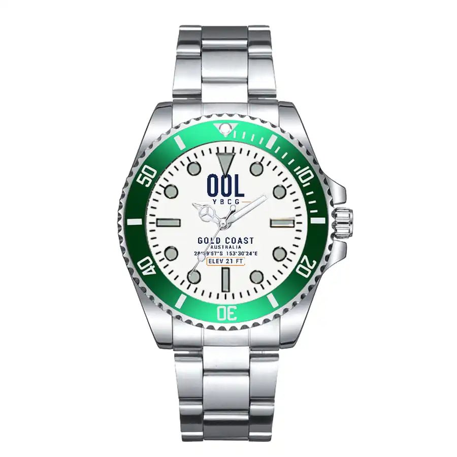 Gold Coast Airport (OOL) Aviator Watches - Classic - White - Premium Diver - Green