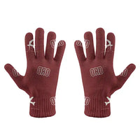 Thumbnail for Chicago O'Hare International Airport (ORD) Gloves - Gloves - Full - Pattern - Dark Red