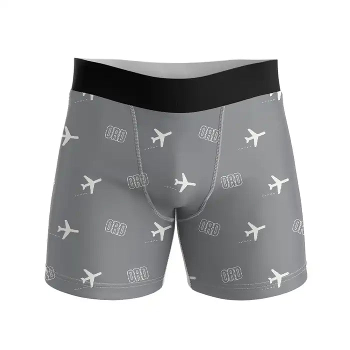 Chicago O'Hare International Airport (ORD) Men Boxers - Pattern - Gray