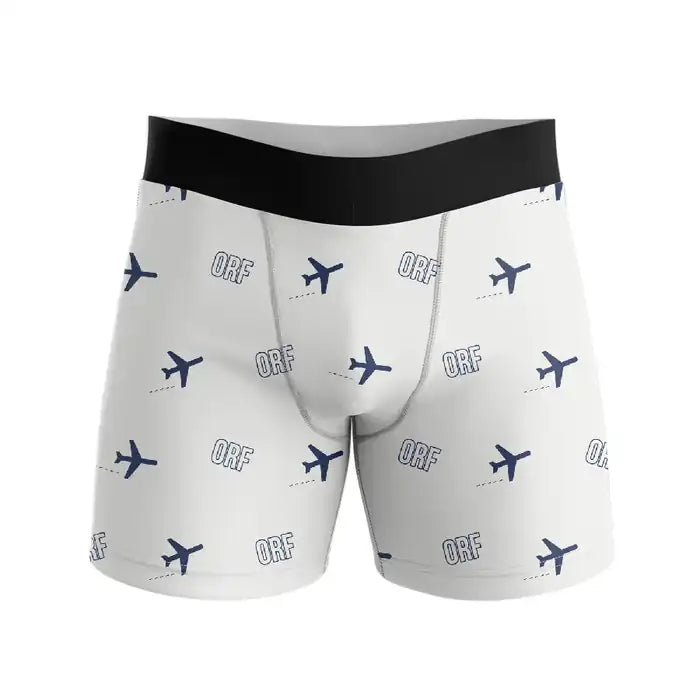 Norfolk International Airport (ORF) Men Boxers - Pattern - White