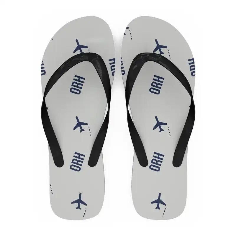Worcester Regional Airport (ORH) Slippers & Flip Flops - Slippers - Flip Flops - Pattern - White