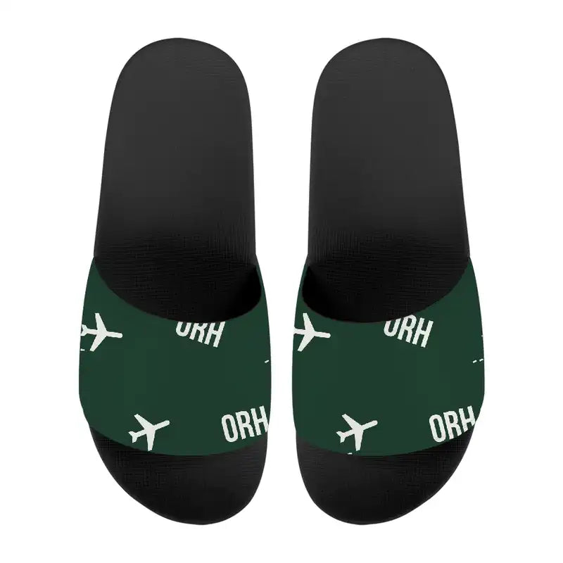 Worcester Regional Airport (ORH) Slippers & Flip Flops - Slippers - Sport - Pattern - Dark Green
