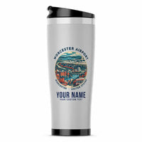 Thumbnail for Worcester Regional Airport (ORH) Travel Mugs - Badge + Name - Stainless Steel (No Holder) - Light Gray
