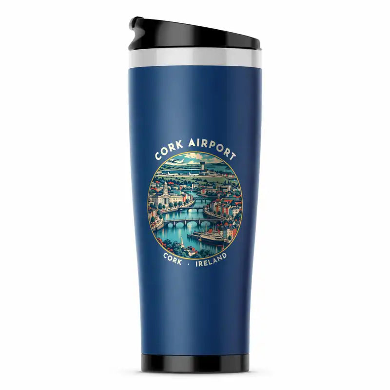 Cork Airport (ORK) Travel Mugs - Badge - Stainless Steel (No Holder) - Blue