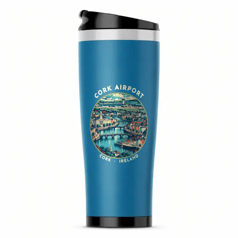Cork Airport (ORK) Travel Mugs - Badge - Stainless Steel (No Holder) - Light Blue