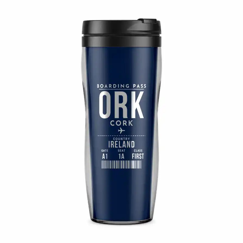 Cork Airport (ORK) Travel Mugs - Boarding Pass - Plastic (No Holder) - Dark Blue