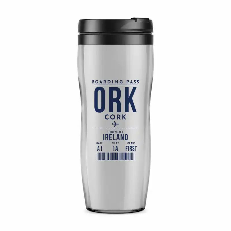 Cork Airport (ORK) Travel Mugs - Boarding Pass - Plastic (No Holder) - Light Gray