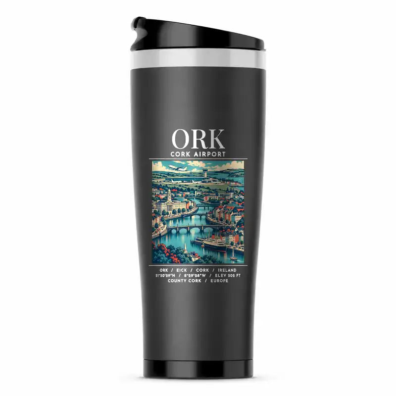 Cork Airport (ORK) Travel Mugs - Poster - Stainless Steel (No Holder) - Gray
