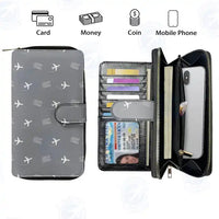 Thumbnail for Cork Airport (ORK) Leather Wallets - Zip Long Wallet - Pattern - Gray