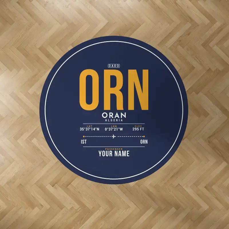 Ahmed Ben Bella Airport (ORN) Carpets - Carpet Round - ID Tag + Name - Dark Blue