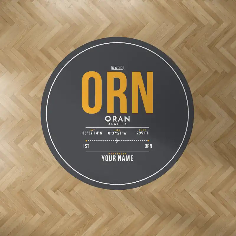Ahmed Ben Bella Airport (ORN) Carpets - Carpet Round - ID Tag + Name - Dark Gray