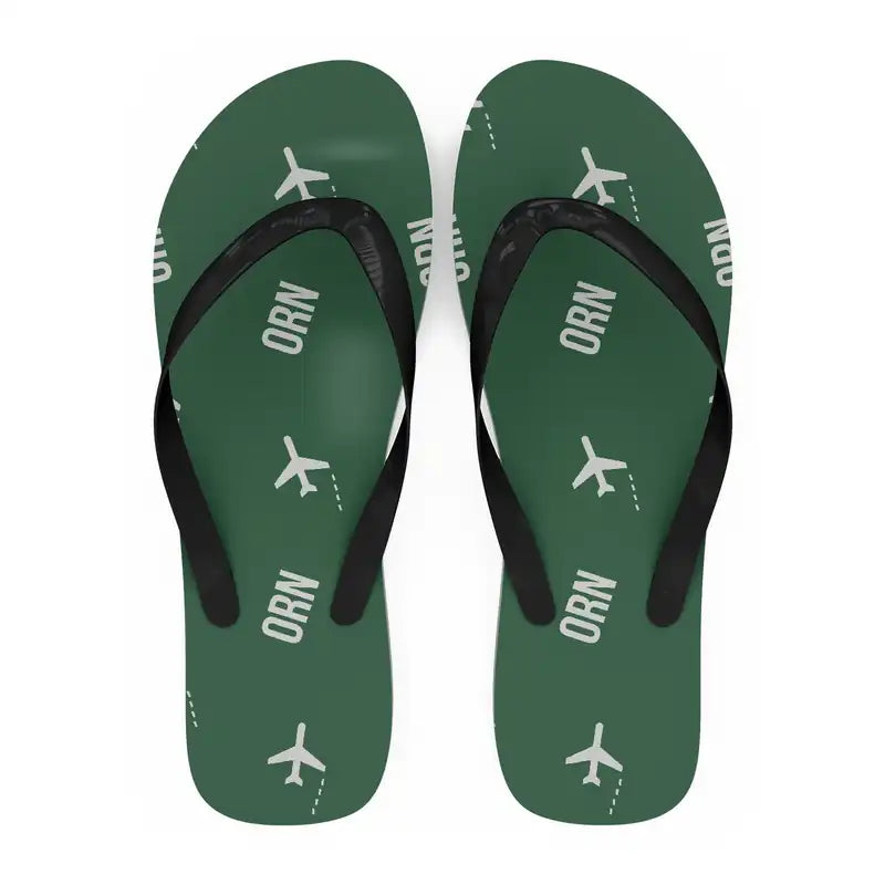 Ahmed Ben Bella Airport (ORN) Slippers & Flip Flops - Slippers - Flip Flops - Pattern - Green