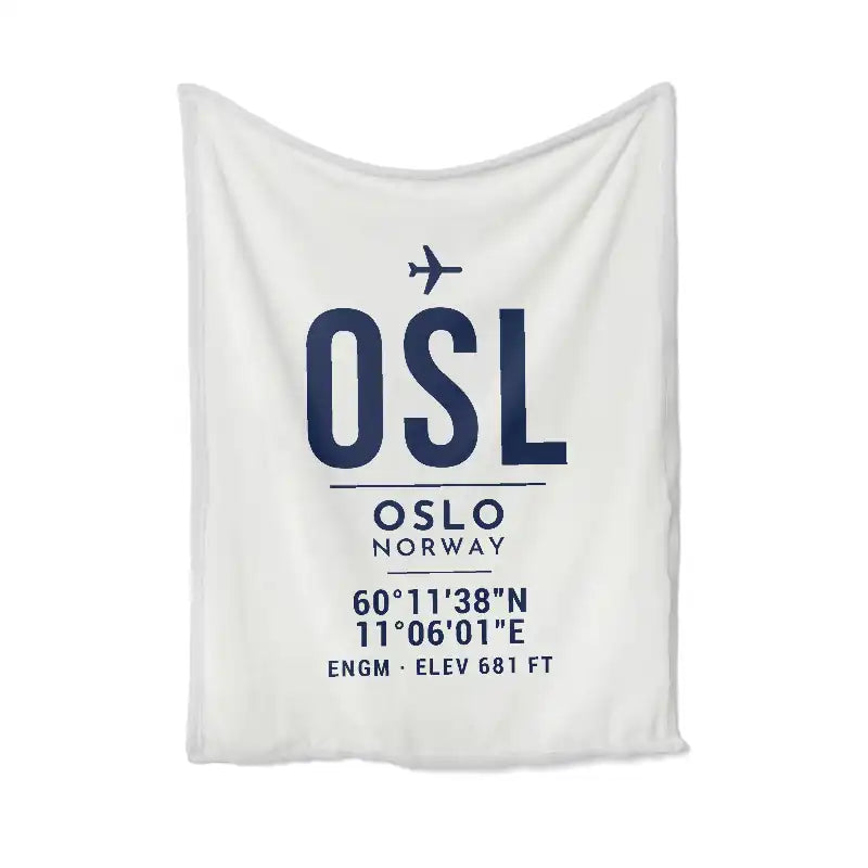 Oslo Airport Gardermoen (OSL) Bedding Sets & Blankets - Blanket - ID Tag - White