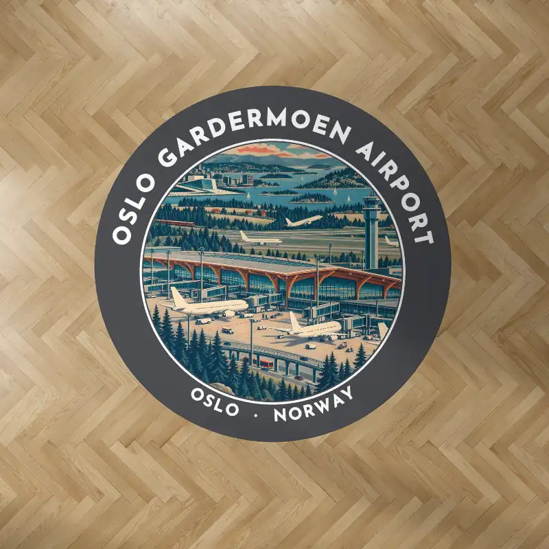 Oslo Airport Gardermoen (OSL) Carpets - Carpet Round - Badge - Dark Gray