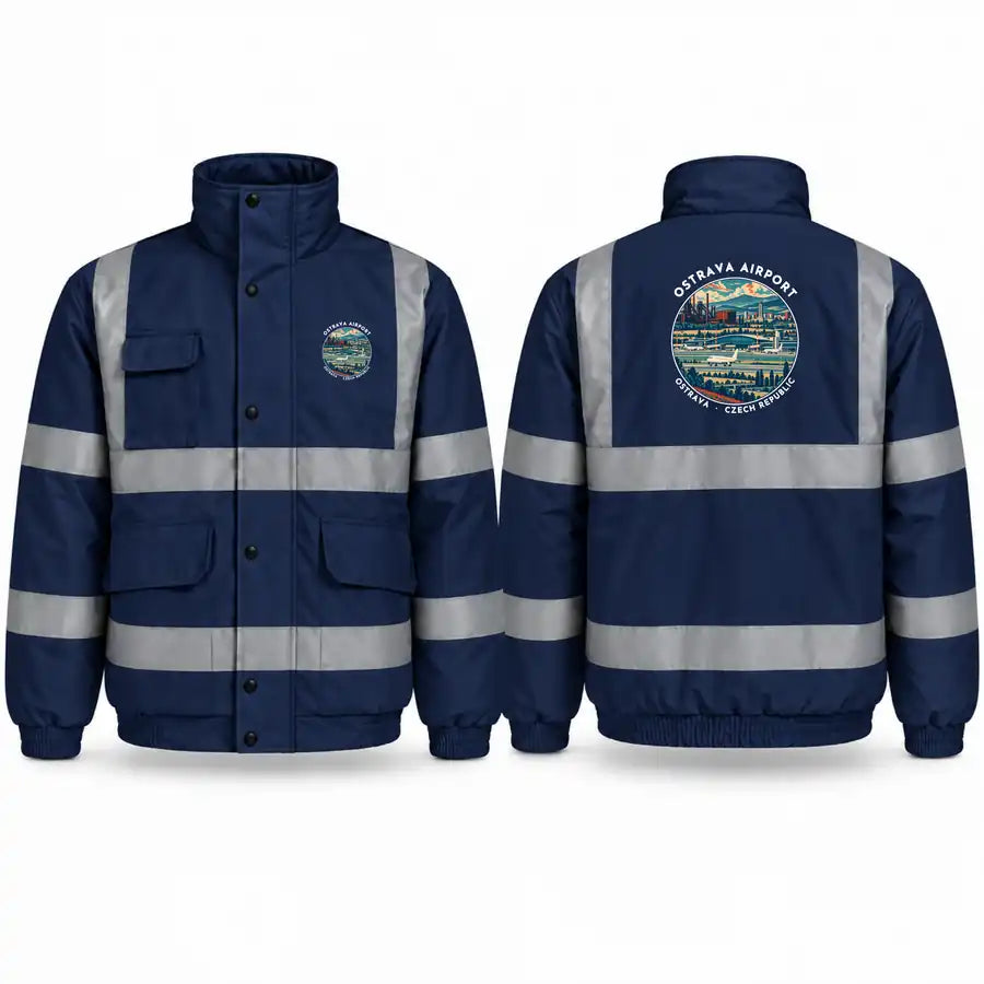 Leoš Janáček Airport Ostrava (OSR) Reflective Winter Jackets - Badge - Navy Blue