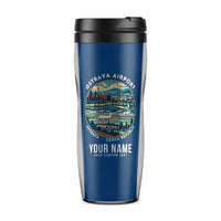 Thumbnail for Leoš Janáček Airport Ostrava (OSR) Travel Mugs - Badge + Name - Plastic (No Holder) - Blue