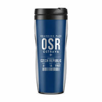 Thumbnail for Leoš Janáček Airport Ostrava (OSR) Travel Mugs - Boarding Pass - Plastic (No Holder) - Blue