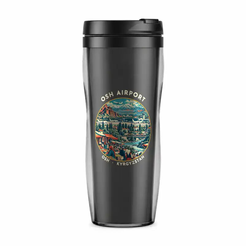 Osh International Airport (OSS) Travel Mugs - Badge - Plastic (No Holder) - Gray