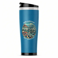 Thumbnail for Osh International Airport (OSS) Travel Mugs - Badge - Stainless Steel (No Holder) - Light Blue