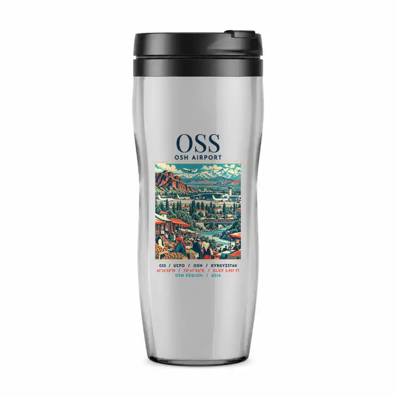 Osh International Airport (OSS) Travel Mugs - Poster - Plastic (No Holder) - Light Gray