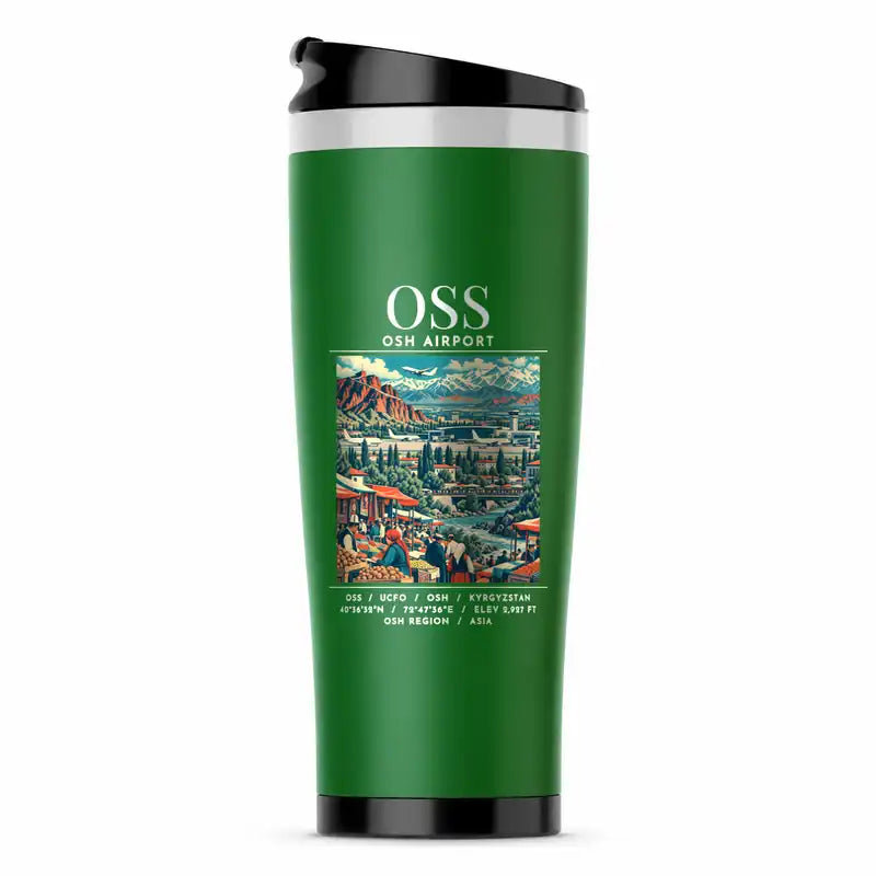 Osh International Airport (OSS) Travel Mugs - Poster - Stainless Steel (No Holder) - Green