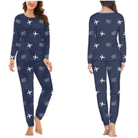 Thumbnail for Ostend-Bruges International Airport (OST) Pajamas - Women Pajamas - Navy Blue