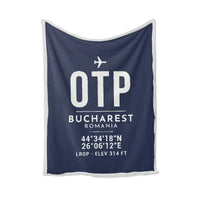 Thumbnail for Bucharest Henri Coandă International Airport (OTP) Bedding Sets & Blankets - Blanket - ID Tag - Navy Blue